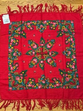 Authentic Pavlovsky Posad Shawl Vintage 1988 NEW WITH TAGS!!